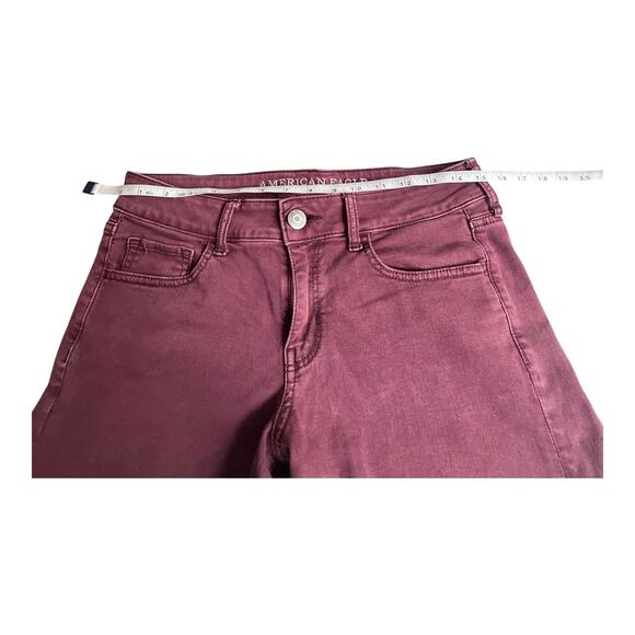 VTG American Eagle Women's SZ 8 MIDI SHORTS Denim Twill Burgundy Super Stretch - Picture 5 of 8